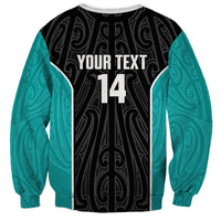 Custom New Zealand Stingray Oztag Sweatshirt Tag Rugby Maori Pattern Black Version LT14 - Polynesian Pride