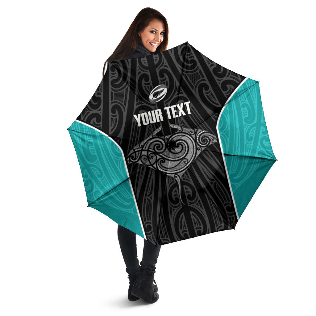 Custom New Zealand Stingray Oztag Umbrella Tag Rugby Maori Pattern Black Version LT14 - Polynesian Pride
