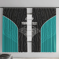 Custom New Zealand Stingray Oztag Window Curtain Tag Rugby Maori Pattern Black Version LT14 With Hooks Black - Polynesian Pride