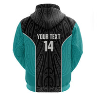 Custom New Zealand Stingray Oztag Zip Hoodie Tag Rugby Maori Pattern Black Version LT14 - Polynesian Pride