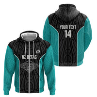Custom New Zealand Stingray Oztag Zip Hoodie Tag Rugby Maori Pattern Black Version LT14 - Polynesian Pride