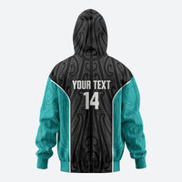 Custom New Zealand Stingray Oztag Zip Hoodie Tag Rugby Maori Pattern Black Version LT14 - Polynesian Pride