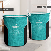 Custom New Zealand Stingray Oztag Laundry Basket Tag Rugby Maori Pattern Teal Version LT14 - Polynesian Pride