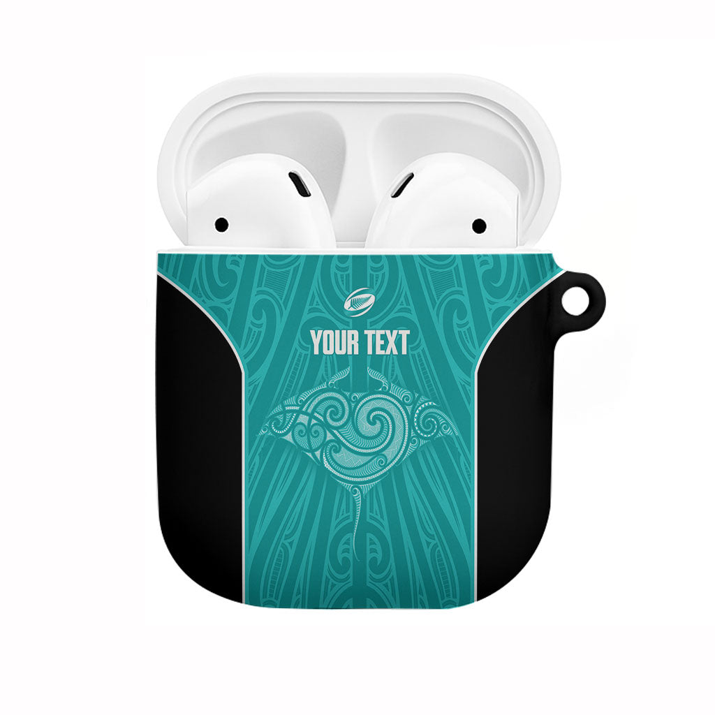 Custom New Zealand Stingray Oztag AirPods Case Tag Rugby Maori Pattern Teal Version LT14 Teal - Polynesian Pride
