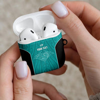 Custom New Zealand Stingray Oztag AirPods Case Tag Rugby Maori Pattern Teal Version LT14 - Polynesian Pride