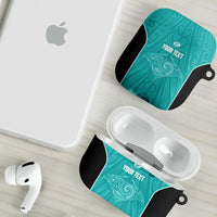 Custom New Zealand Stingray Oztag AirPods Case Tag Rugby Maori Pattern Teal Version LT14 - Polynesian Pride