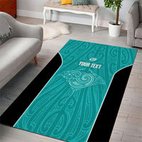 Custom New Zealand Stingray Oztag Area Rug Tag Rugby Maori Pattern Teal Version LT14 - Polynesian Pride