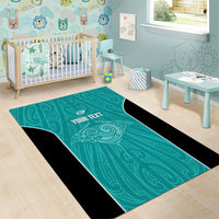 Custom New Zealand Stingray Oztag Area Rug Tag Rugby Maori Pattern Teal Version LT14 - Polynesian Pride