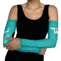 Custom New Zealand Stingray Oztag Arm Sleeves Tag Rugby Maori Pattern Teal Version LT14 - Polynesian Pride