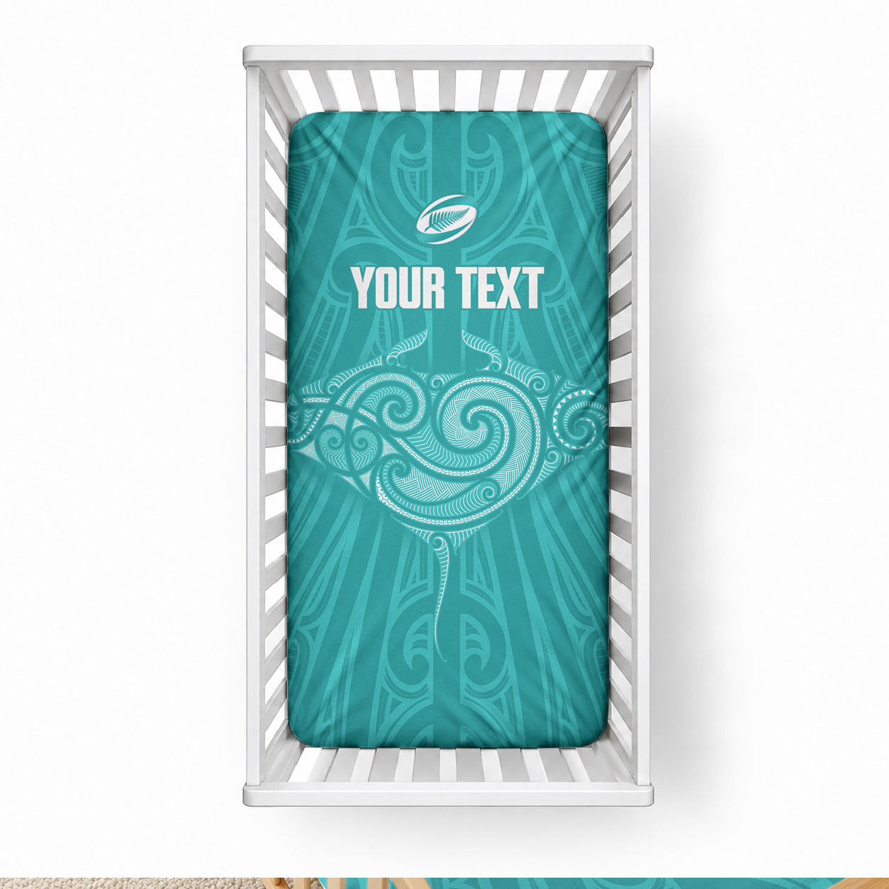 Custom New Zealand Stingray Oztag Baby Bed Cover Tag Rugby Maori Pattern Teal Version LT14 28 × 52 in Teal - Polynesian Pride