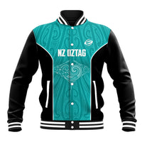 Custom New Zealand Stingray Oztag Baseball Jacket Tag Rugby Maori Pattern Teal Version LT14 Unisex Teal - Polynesian Pride