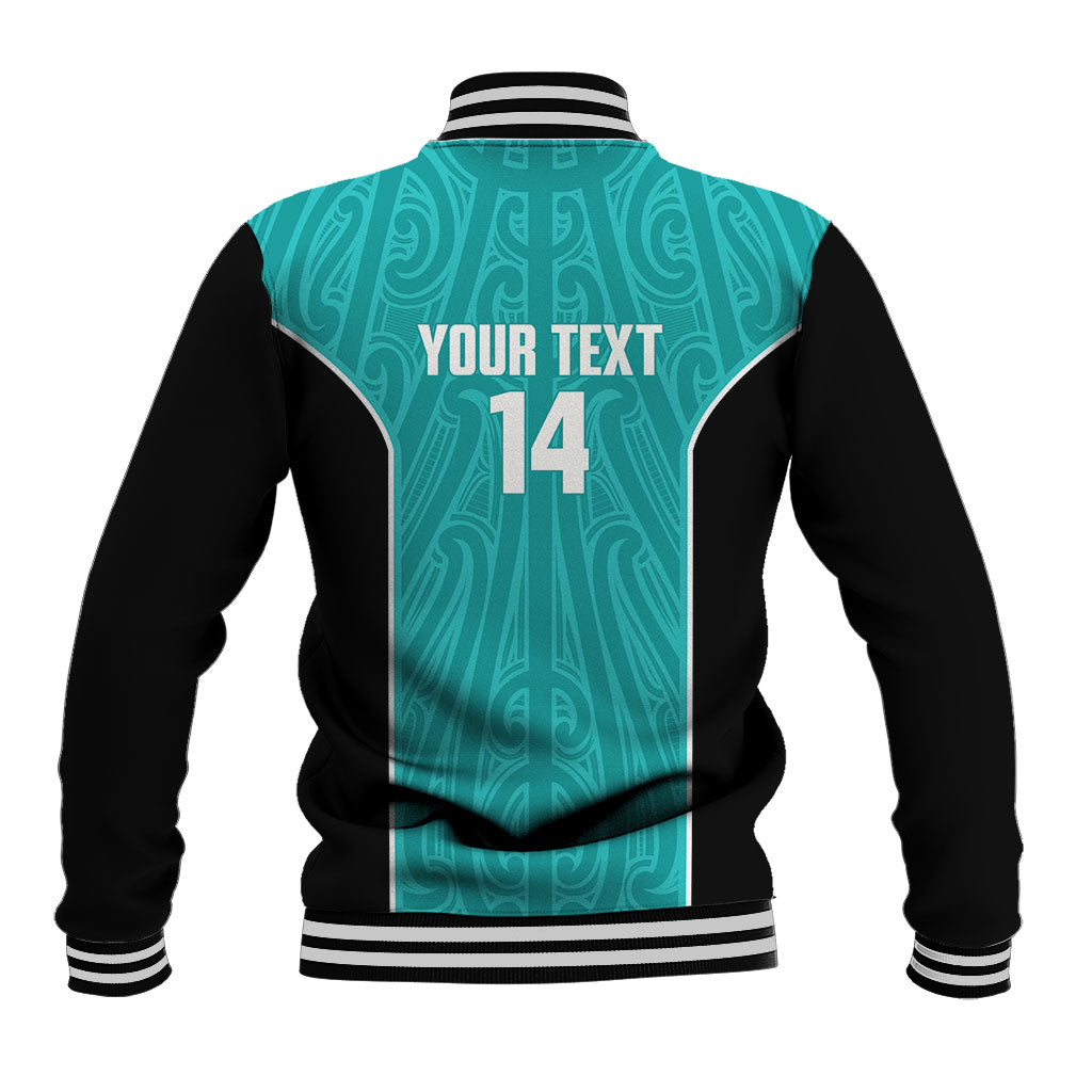 Custom New Zealand Stingray Oztag Baseball Jacket Tag Rugby Maori Pattern Teal Version LT14 - Polynesian Pride