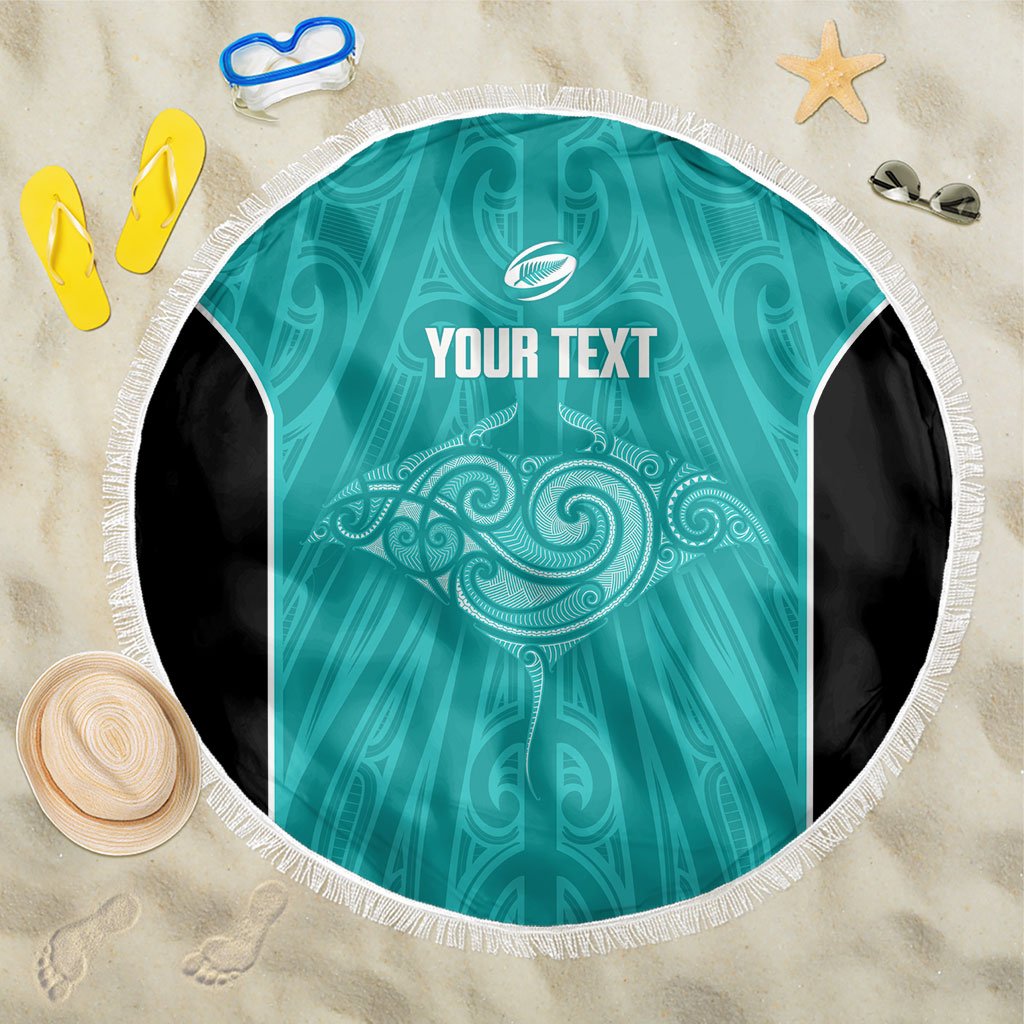 Custom New Zealand Stingray Oztag Beach Blanket Tag Rugby Maori Pattern Teal Version LT14 One Size 150cm Teal - Polynesian Pride