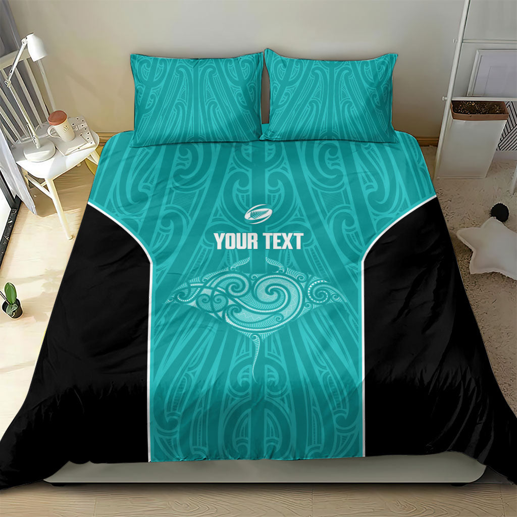 Custom New Zealand Stingray Oztag Bedding Set Tag Rugby Maori Pattern Teal Version LT14 - Polynesian Pride