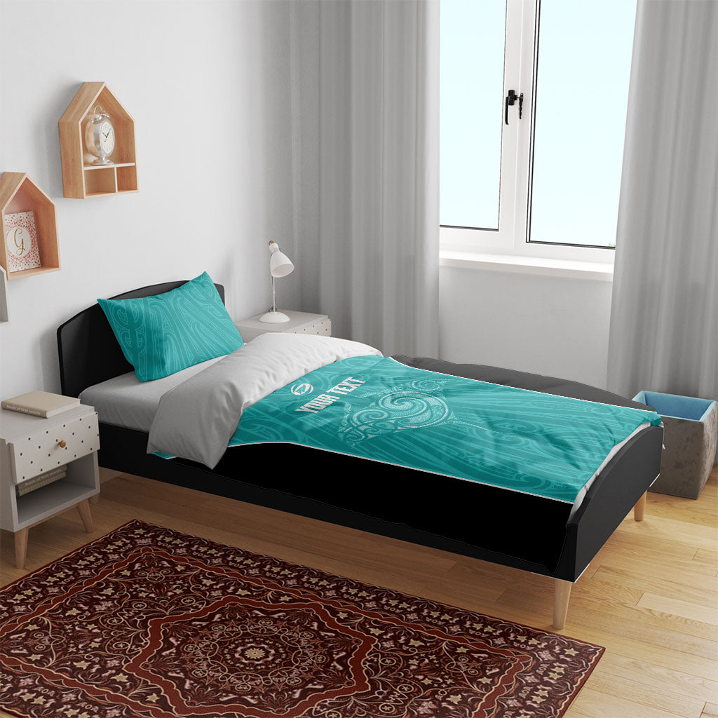 Custom New Zealand Stingray Oztag Bedding Set Tag Rugby Maori Pattern Teal Version LT14 - Polynesian Pride