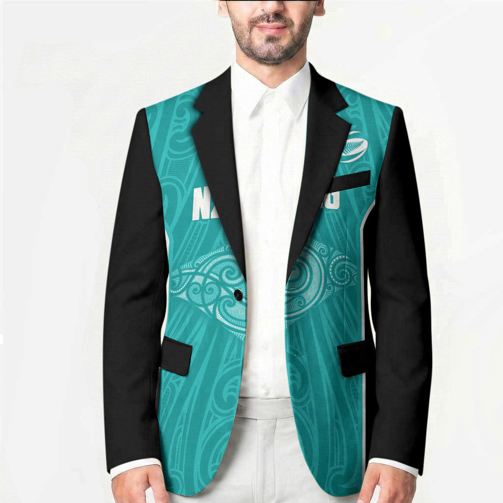 Custom New Zealand Stingray Oztag Blazer Tag Rugby Maori Pattern Teal Version LT14 - Polynesian Pride
