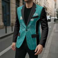 Custom New Zealand Stingray Oztag Blazer Tag Rugby Maori Pattern Teal Version LT14 - Polynesian Pride
