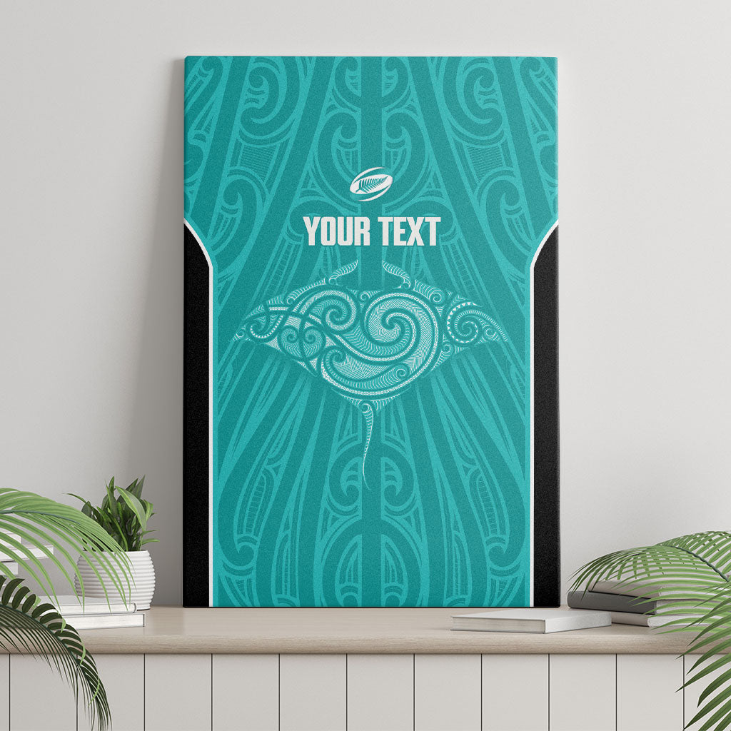Custom New Zealand Stingray Oztag Canvas Wall Art Tag Rugby Maori Pattern Teal Version LT14 - Polynesian Pride