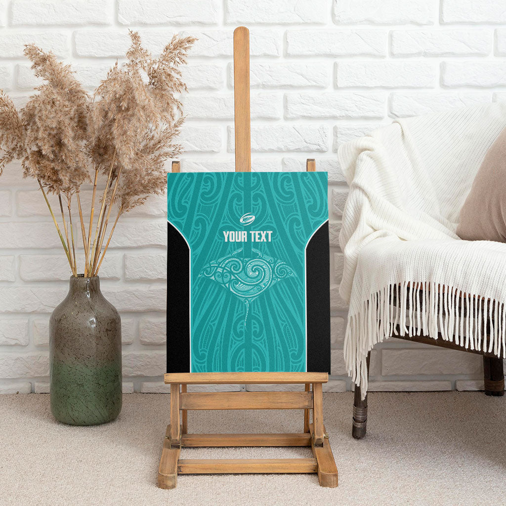 Custom New Zealand Stingray Oztag Canvas Wall Art Tag Rugby Maori Pattern Teal Version LT14 - Polynesian Pride