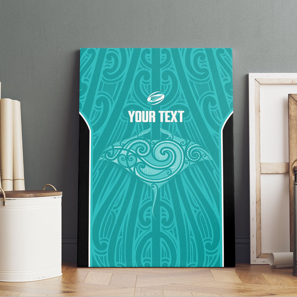 Custom New Zealand Stingray Oztag Canvas Wall Art Tag Rugby Maori Pattern Teal Version LT14 - Polynesian Pride