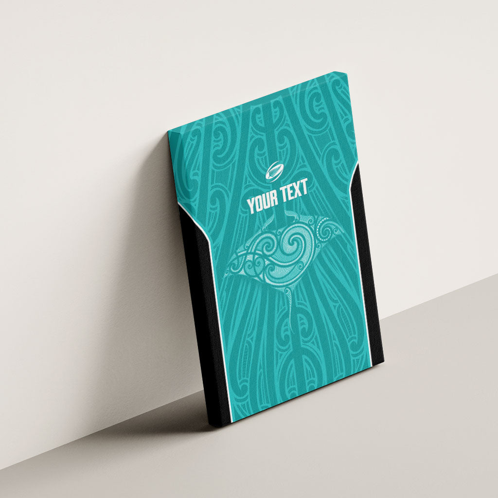 Custom New Zealand Stingray Oztag Canvas Wall Art Tag Rugby Maori Pattern Teal Version LT14 - Polynesian Pride