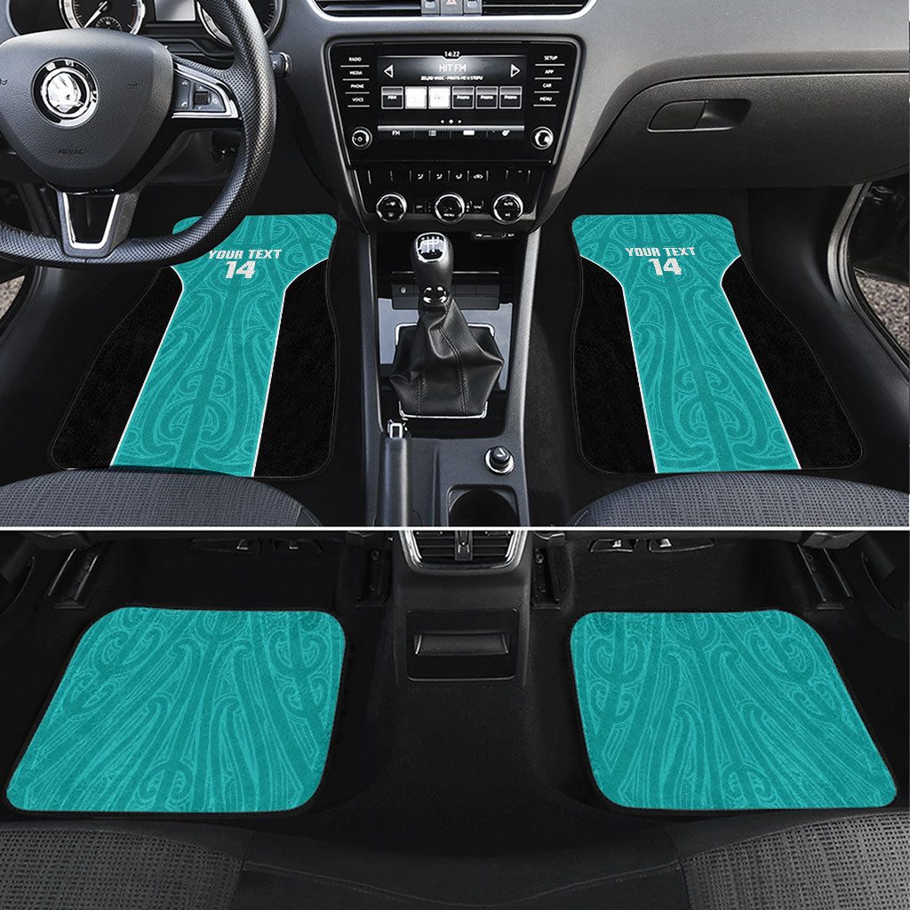 Custom New Zealand Stingray Oztag Car Mats Tag Rugby Maori Pattern Teal Version LT14 Set 4pcs Teal - Polynesian Pride