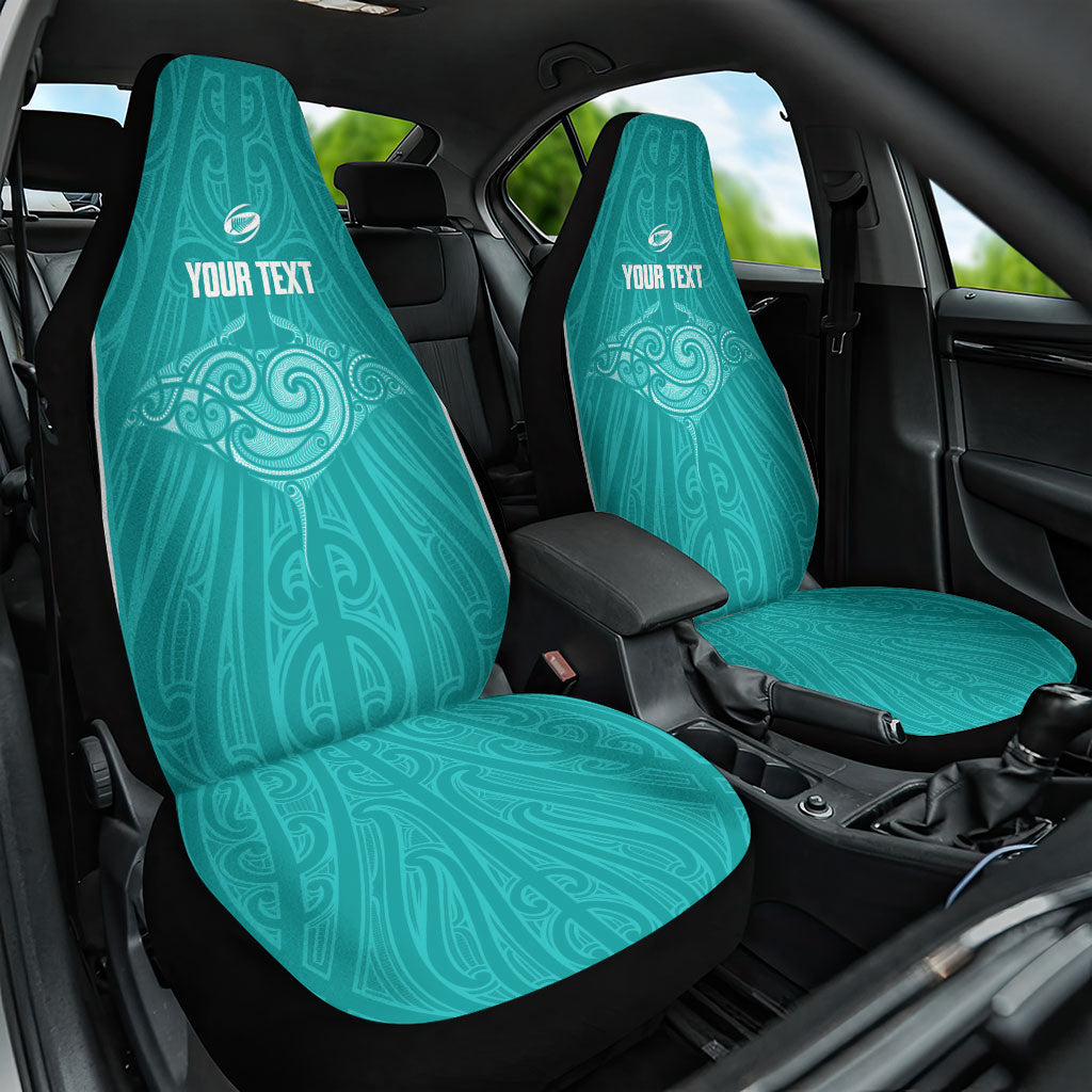 Custom New Zealand Stingray Oztag Car Seat Cover Tag Rugby Maori Pattern Teal Version LT14 One Size Teal - Polynesian Pride