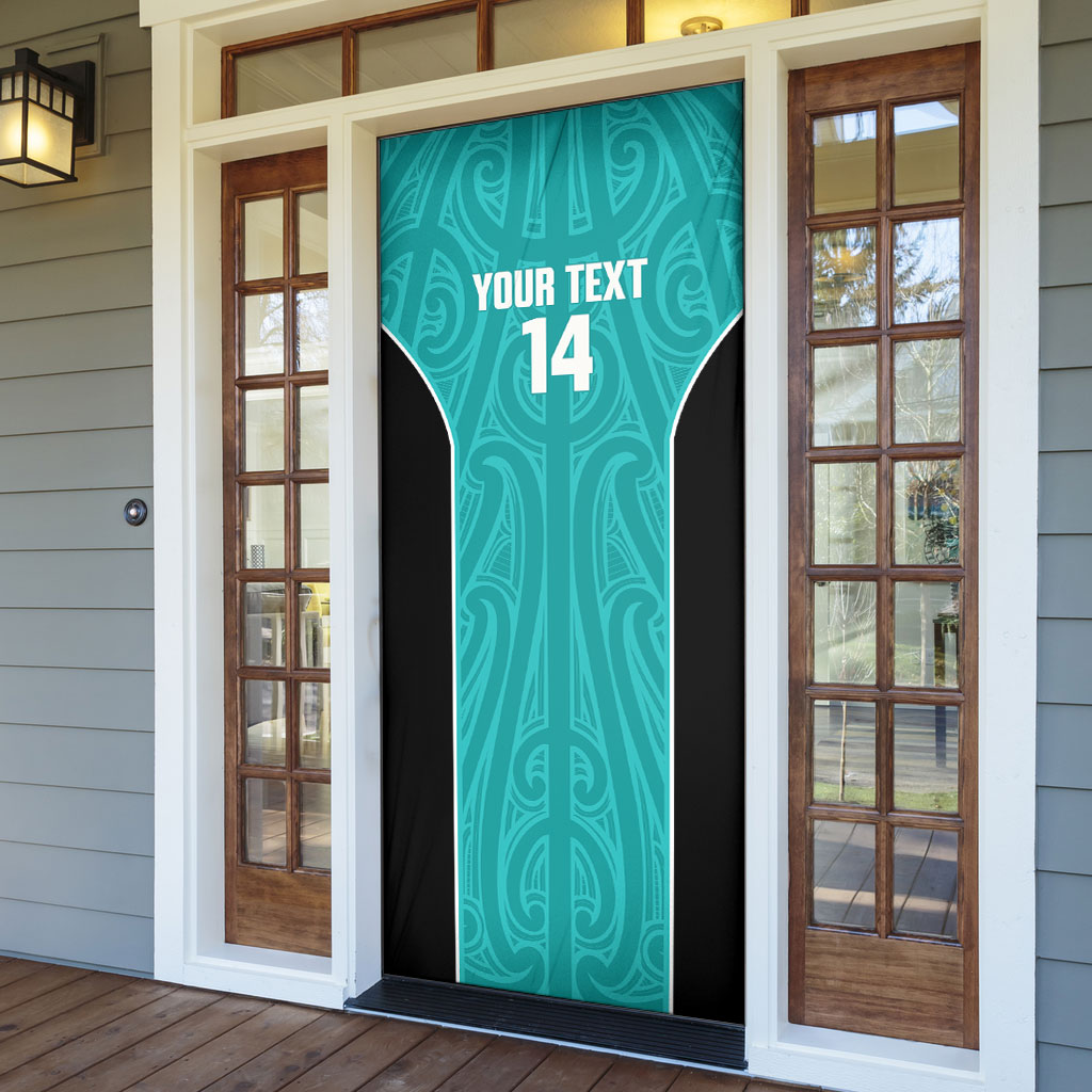 Custom New Zealand Stingray Oztag Door Cover Tag Rugby Maori Pattern Teal Version LT14 - Polynesian Pride