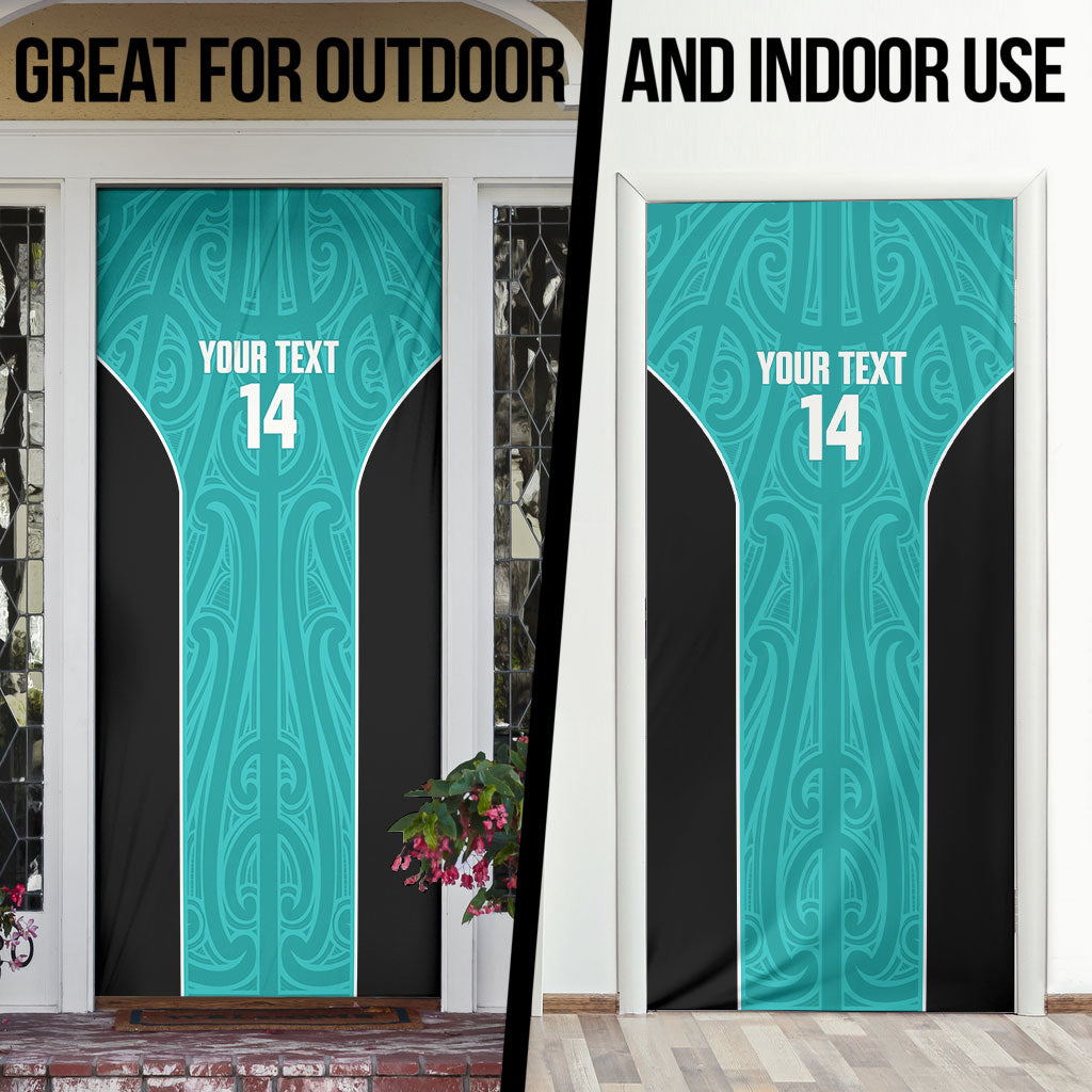 Custom New Zealand Stingray Oztag Door Cover Tag Rugby Maori Pattern Teal Version LT14 - Polynesian Pride