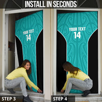 Custom New Zealand Stingray Oztag Door Cover Tag Rugby Maori Pattern Teal Version LT14 - Polynesian Pride