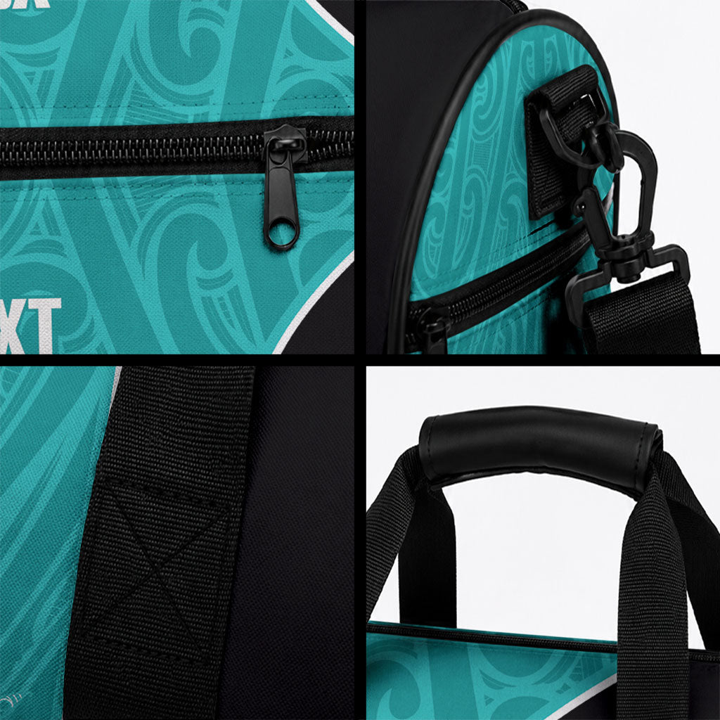 Custom New Zealand Stingray Oztag Duffle Bag Tag Rugby Maori Pattern Teal Version LT14 - Polynesian Pride