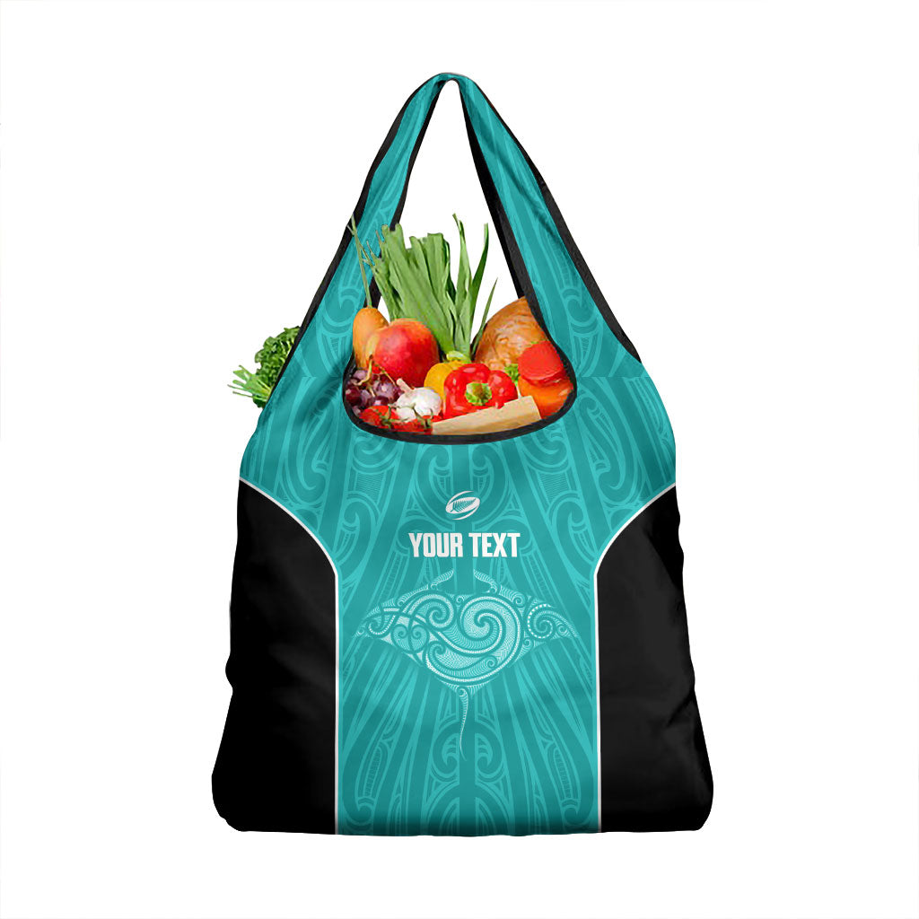 Custom New Zealand Stingray Oztag Grocery Bag Tag Rugby Maori Pattern Teal Version LT14 1-pack One Size Teal - Polynesian Pride