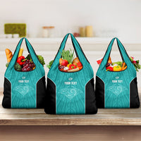Custom New Zealand Stingray Oztag Grocery Bag Tag Rugby Maori Pattern Teal Version LT14 3-pack One Size Teal - Polynesian Pride