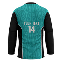 Custom New Zealand Stingray Oztag Hockey Jersey Tag Rugby Maori Pattern Teal Version LT14 - Polynesian Pride