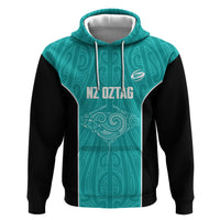 Custom New Zealand Stingray Oztag Hoodie Tag Rugby Maori Pattern Teal Version LT14 Pullover Hoodie Teal - Polynesian Pride