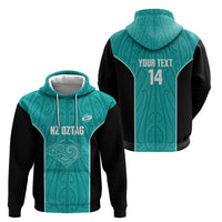 Custom New Zealand Stingray Oztag Hoodie Tag Rugby Maori Pattern Teal Version LT14 - Polynesian Pride