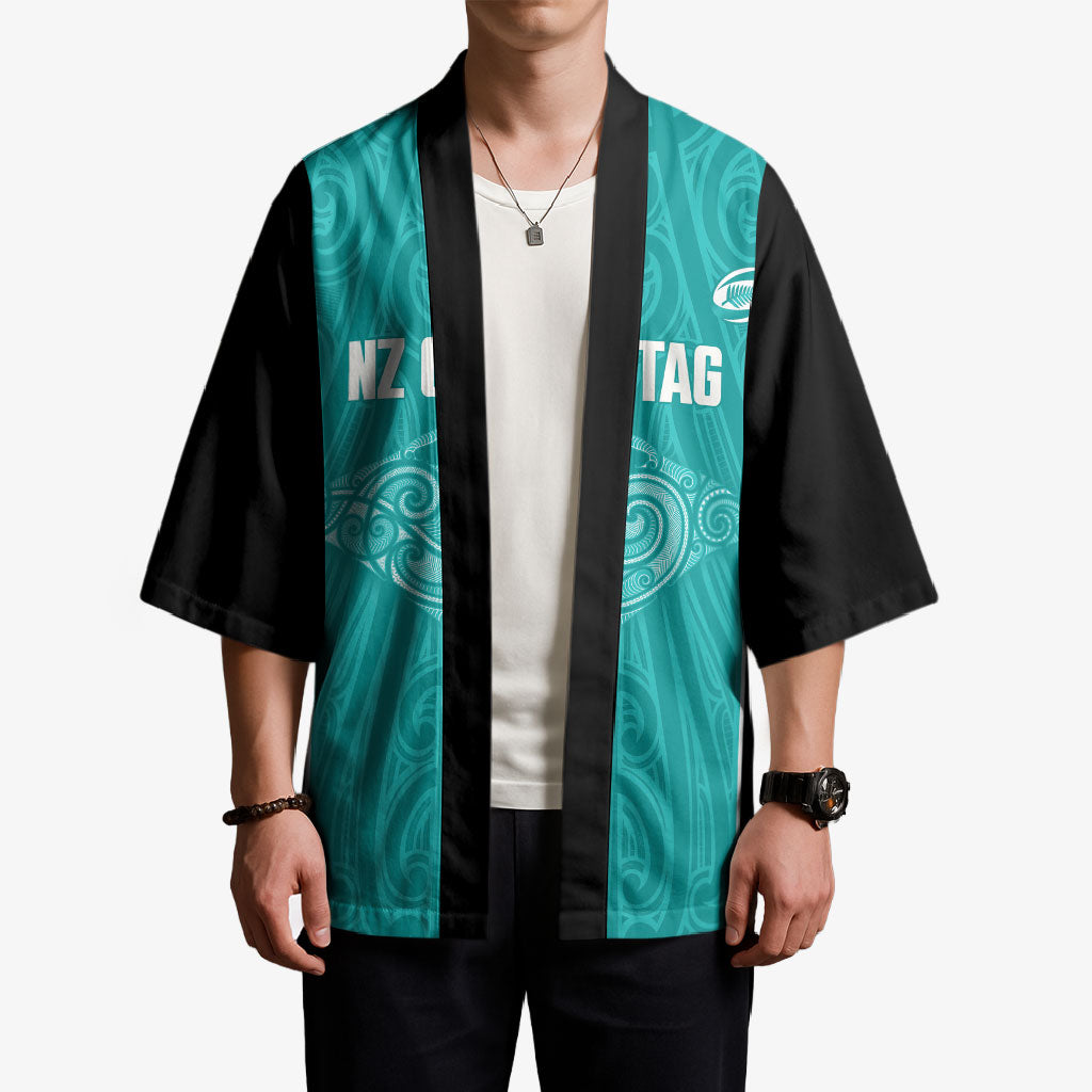 Custom New Zealand Stingray Oztag Kimono Tag Rugby Maori Pattern Teal Version LT14 - Polynesian Pride