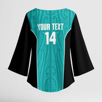 Custom New Zealand Stingray Oztag Kimono Sleeve Blouse Tag Rugby Maori Pattern Teal Version LT14 - Polynesian Pride