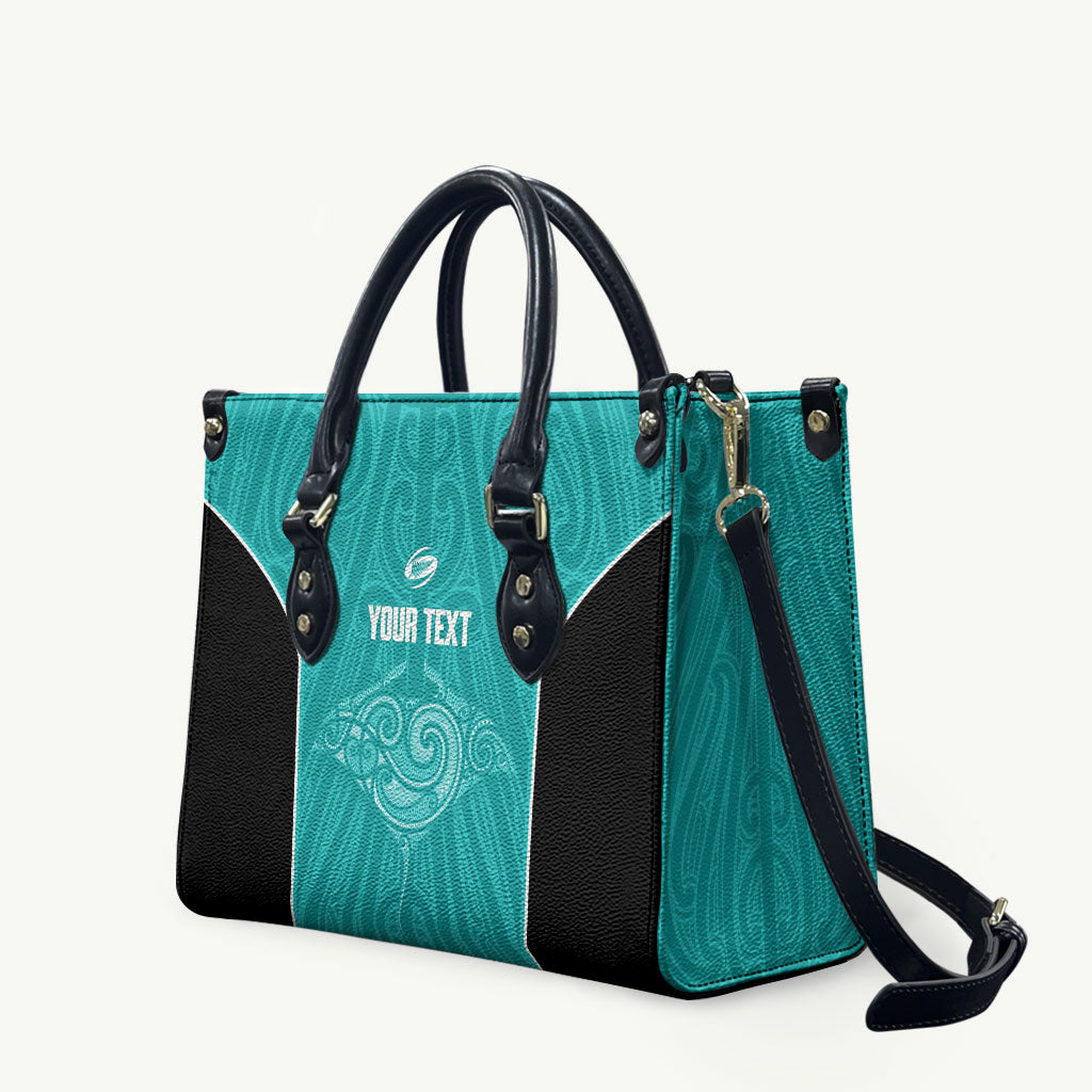 Custom New Zealand Stingray Oztag Leather Bag Tag Rugby Maori Pattern Teal Version LT14 Teal - Polynesian Pride