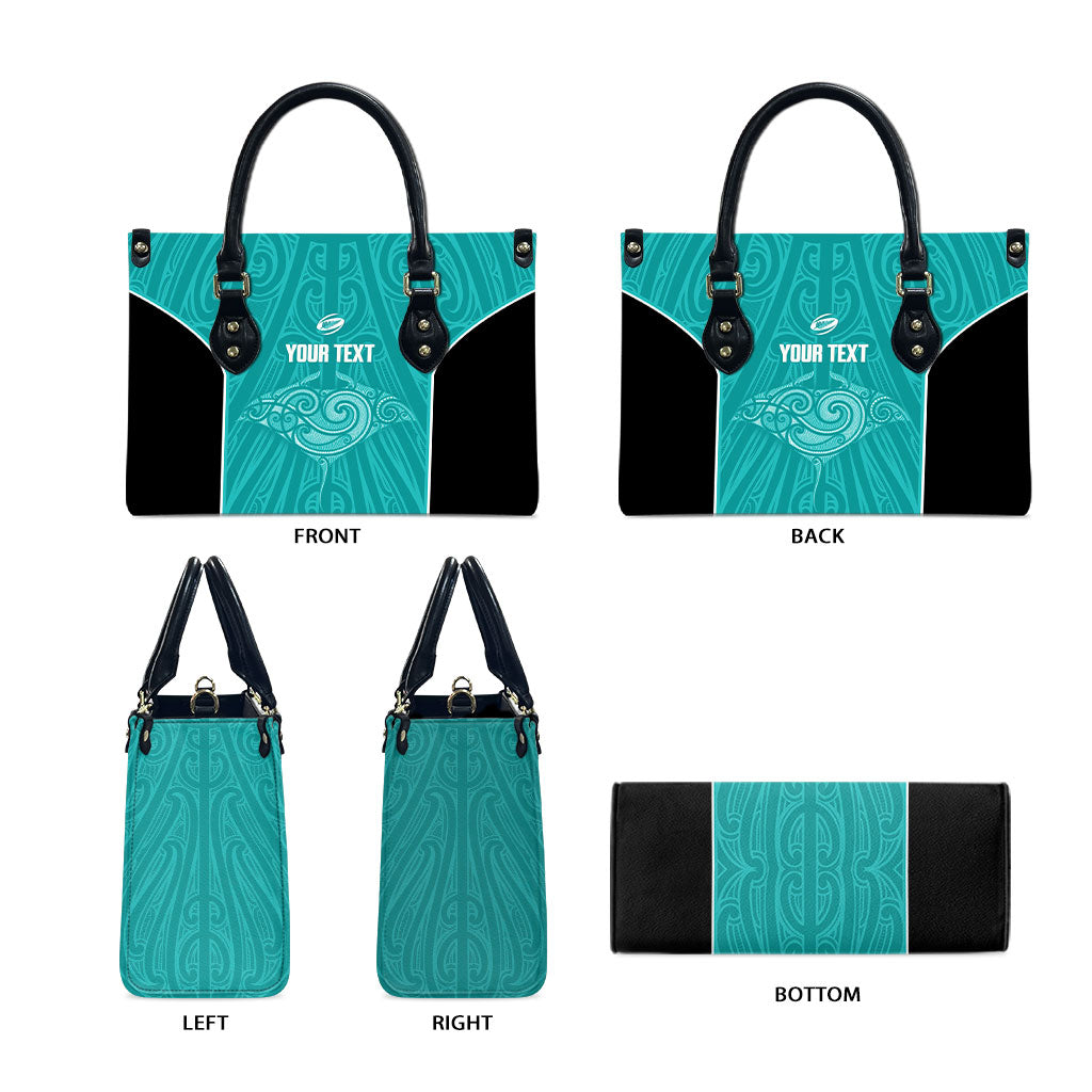 Custom New Zealand Stingray Oztag Leather Bag Tag Rugby Maori Pattern Teal Version LT14 - Polynesian Pride
