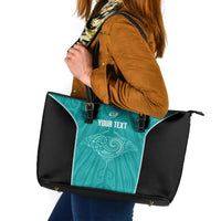 Custom New Zealand Stingray Oztag Leather Tote Bag Tag Rugby Maori Pattern Teal Version LT14 Teal - Polynesian Pride