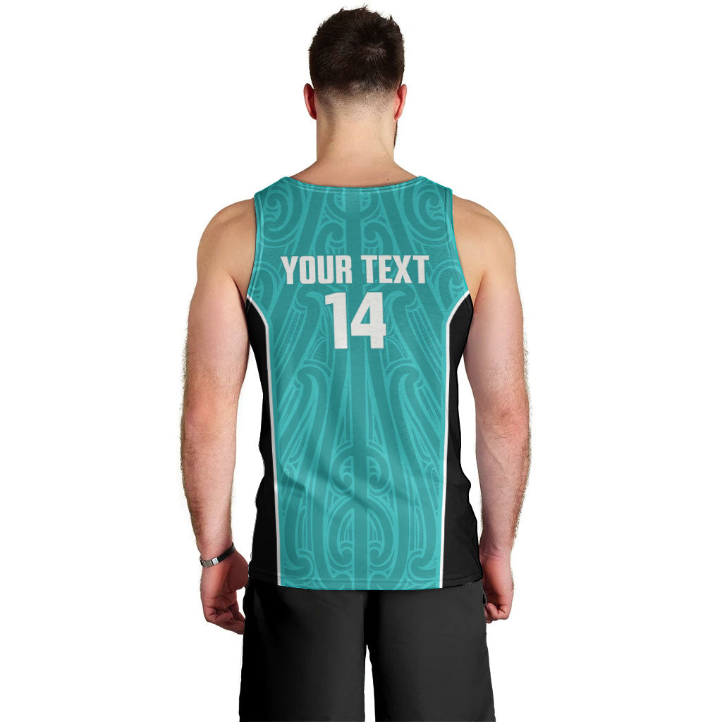 Custom New Zealand Stingray Oztag Men Tank Top Tag Rugby Maori Pattern Teal Version LT14 - Polynesian Pride