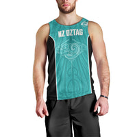 Custom New Zealand Stingray Oztag Men Tank Top Tag Rugby Maori Pattern Teal Version LT14 - Polynesian Pride