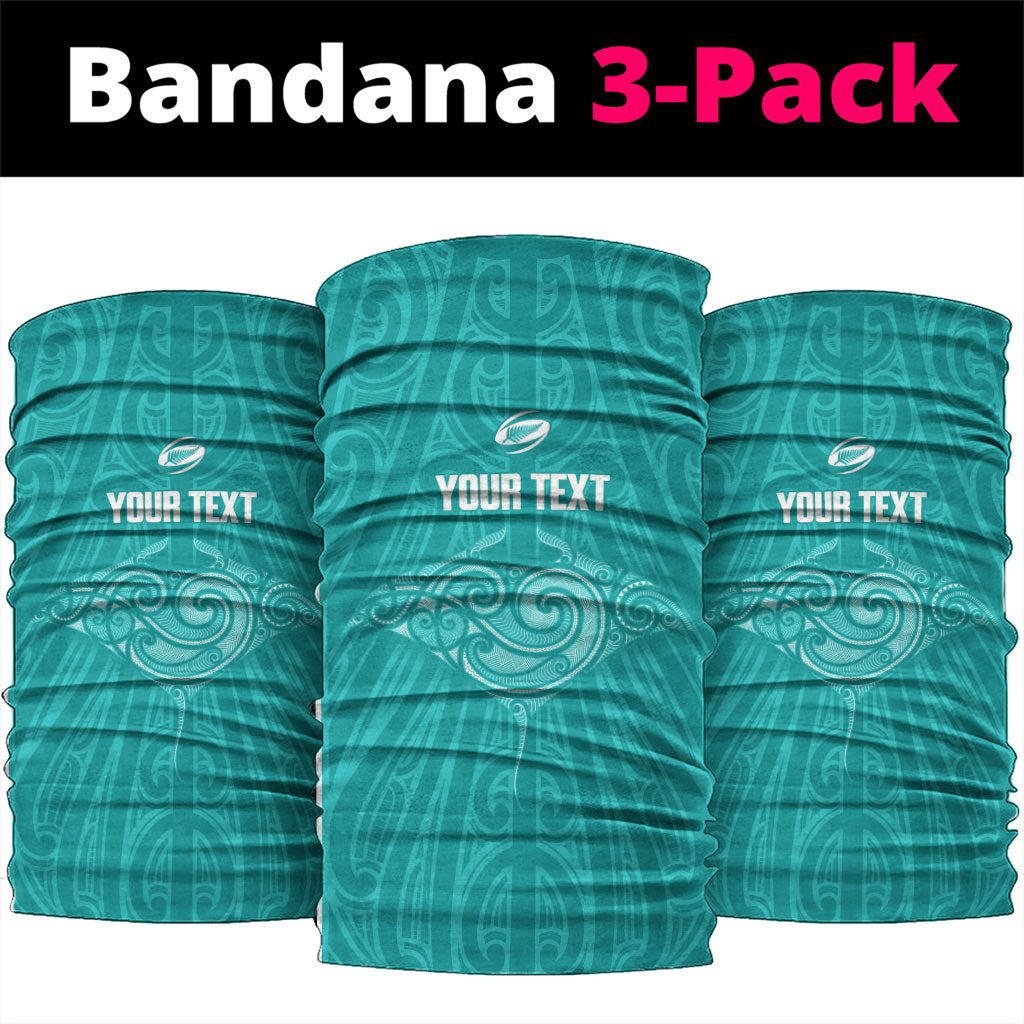 Custom New Zealand Stingray Oztag Neck Gaiter Tag Rugby Maori Pattern Teal Version LT14 package One Size: 25*50cm Teal - Polynesian Pride