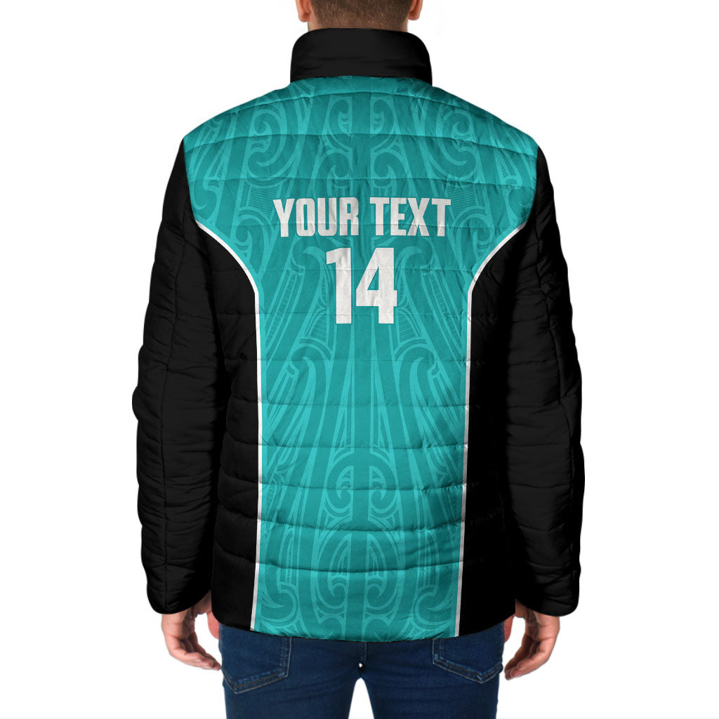 Custom New Zealand Stingray Oztag Padded Jacket Tag Rugby Maori Pattern Teal Version LT14 - Polynesian Pride