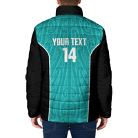 Custom New Zealand Stingray Oztag Padded Jacket Tag Rugby Maori Pattern Teal Version LT14 - Polynesian Pride