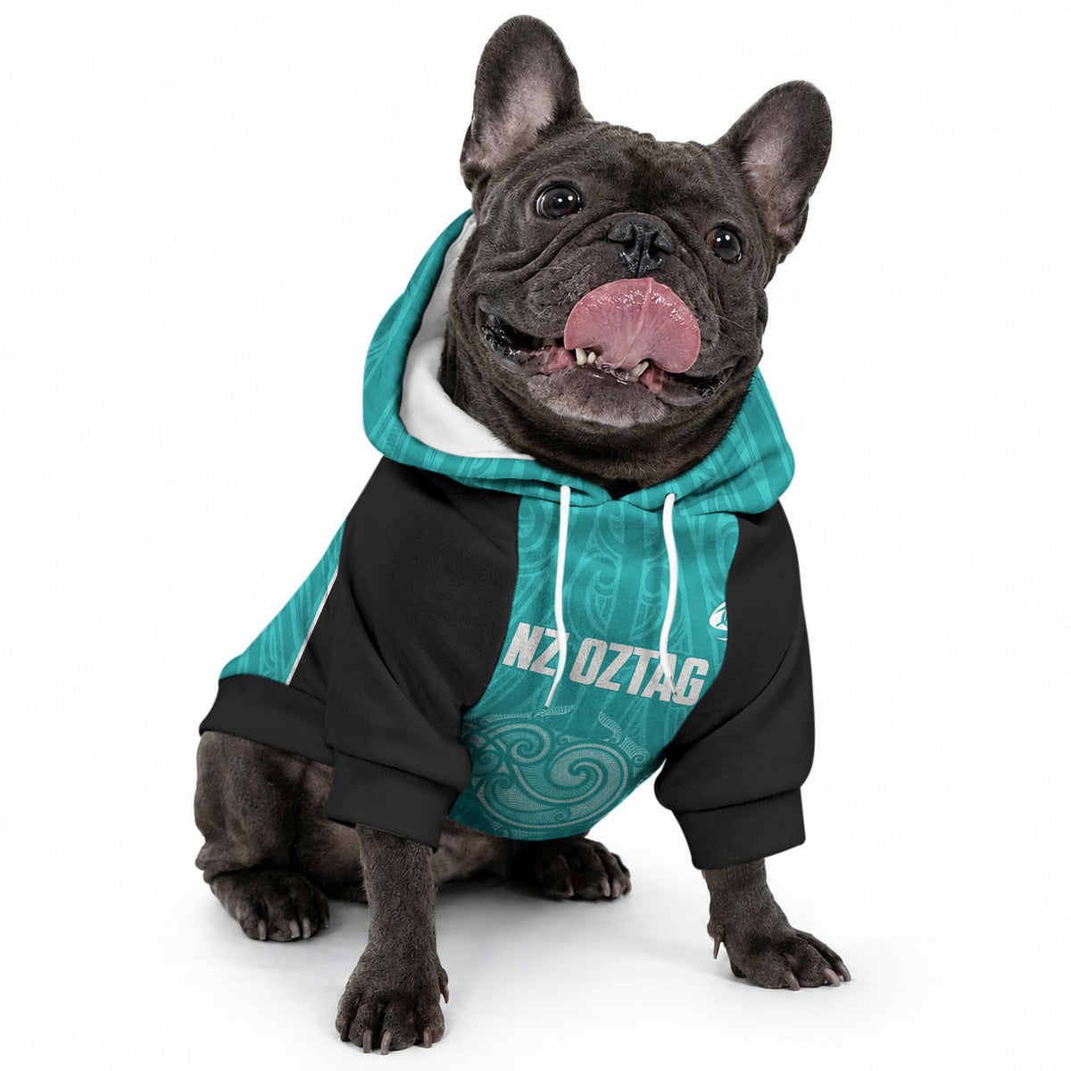 Custom New Zealand Stingray Oztag Pet Hoodie Tag Rugby Maori Pattern Teal Version LT14 - Polynesian Pride