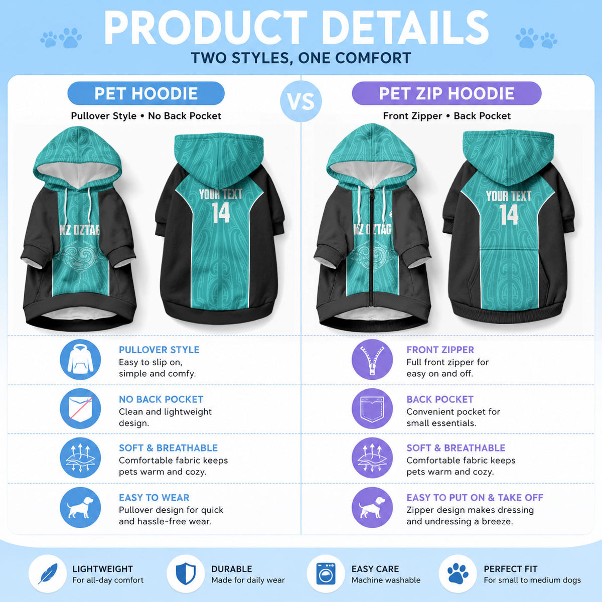 Custom New Zealand Stingray Oztag Pet Hoodie Tag Rugby Maori Pattern Teal Version LT14 - Polynesian Pride