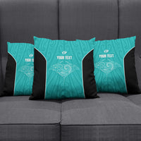 Custom New Zealand Stingray Oztag Pillow Cover Tag Rugby Maori Pattern Teal Version LT14 - Polynesian Pride