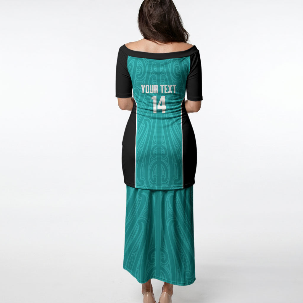 Custom New Zealand Stingray Oztag Puletasi Tag Rugby Maori Pattern Teal Version LT14 - Polynesian Pride